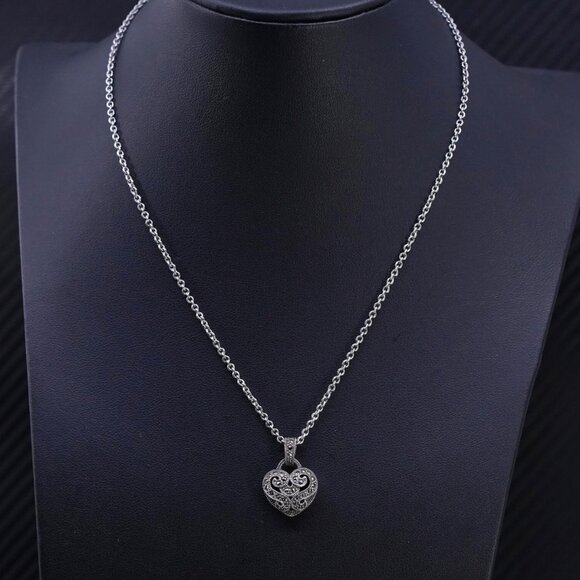 Judith Jack Jewelry - Vintage Judith Jack Sterling Silver Heart Necklace – Valentine’s Day Ready 💖